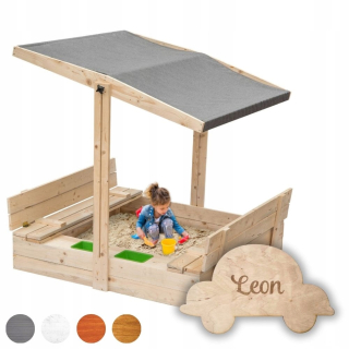 SANDBOX Drevené uzavreté skladacie so strieškou + IMPREGNÁTNE MENO DIEŤAŤA